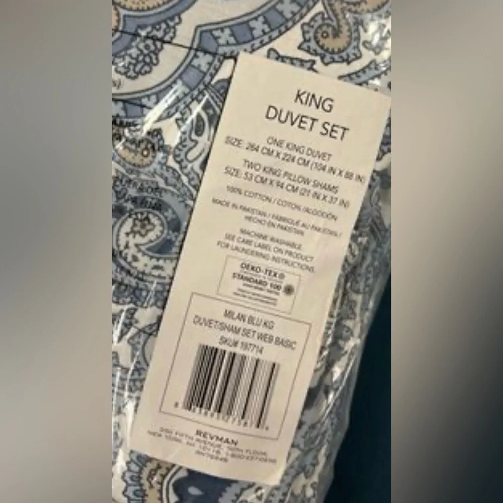 Carson Carrington Harstad Blue Cotton 3-piece Duvet Cover Set King
